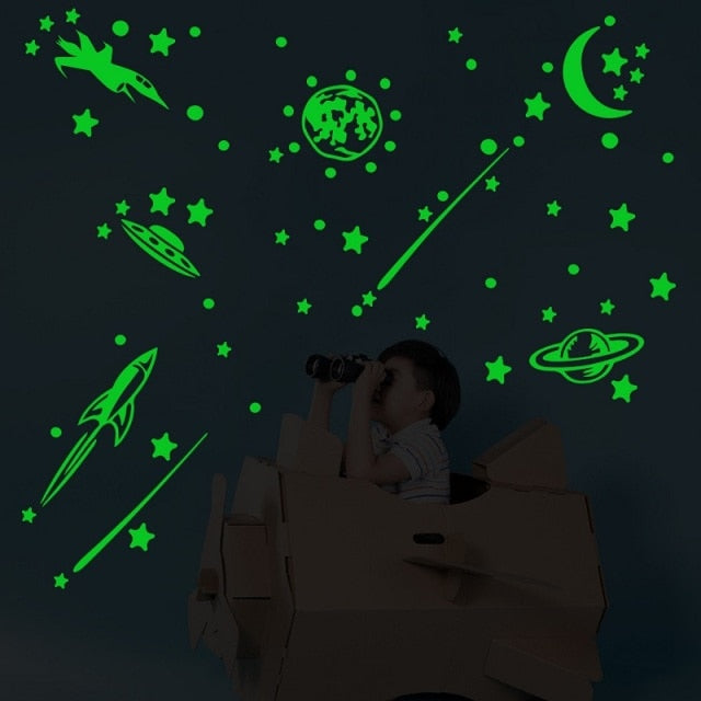 Blue Moon Stars Luminous Wall Stickers