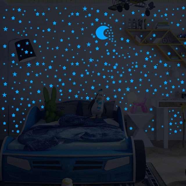 Blue Moon Stars Luminous Wall Stickers