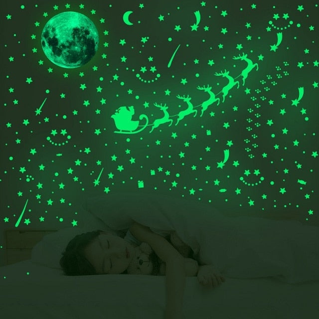 Blue Moon Stars Luminous Wall Stickers