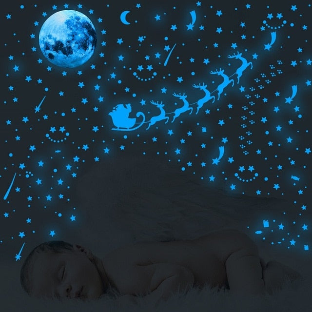 Blue Moon Stars Luminous Wall Stickers