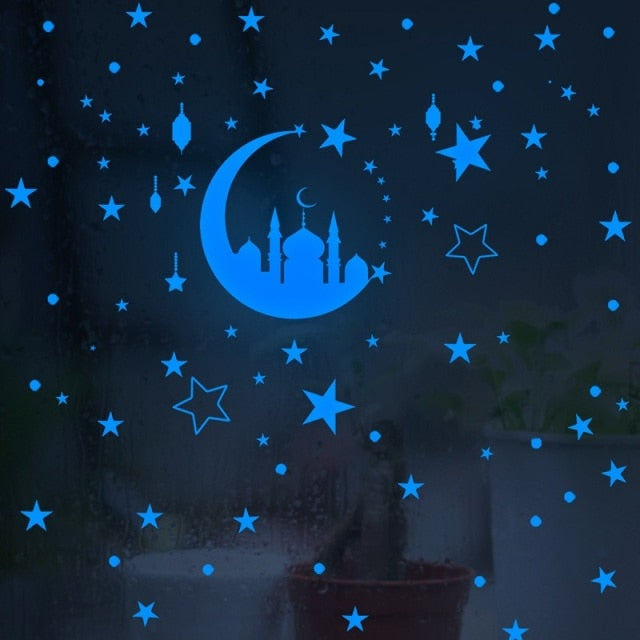 Blue Moon Stars Luminous Wall Stickers