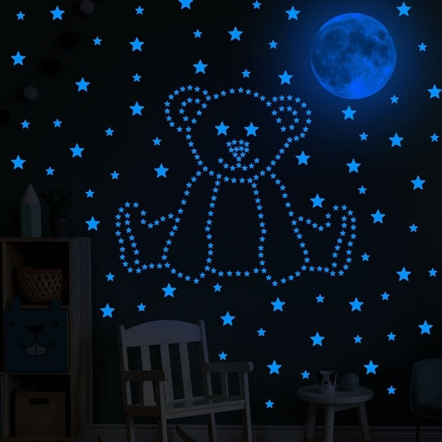 Blue Moon Stars Luminous Wall Stickers