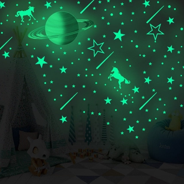 Blue Moon Stars Luminous Wall Stickers