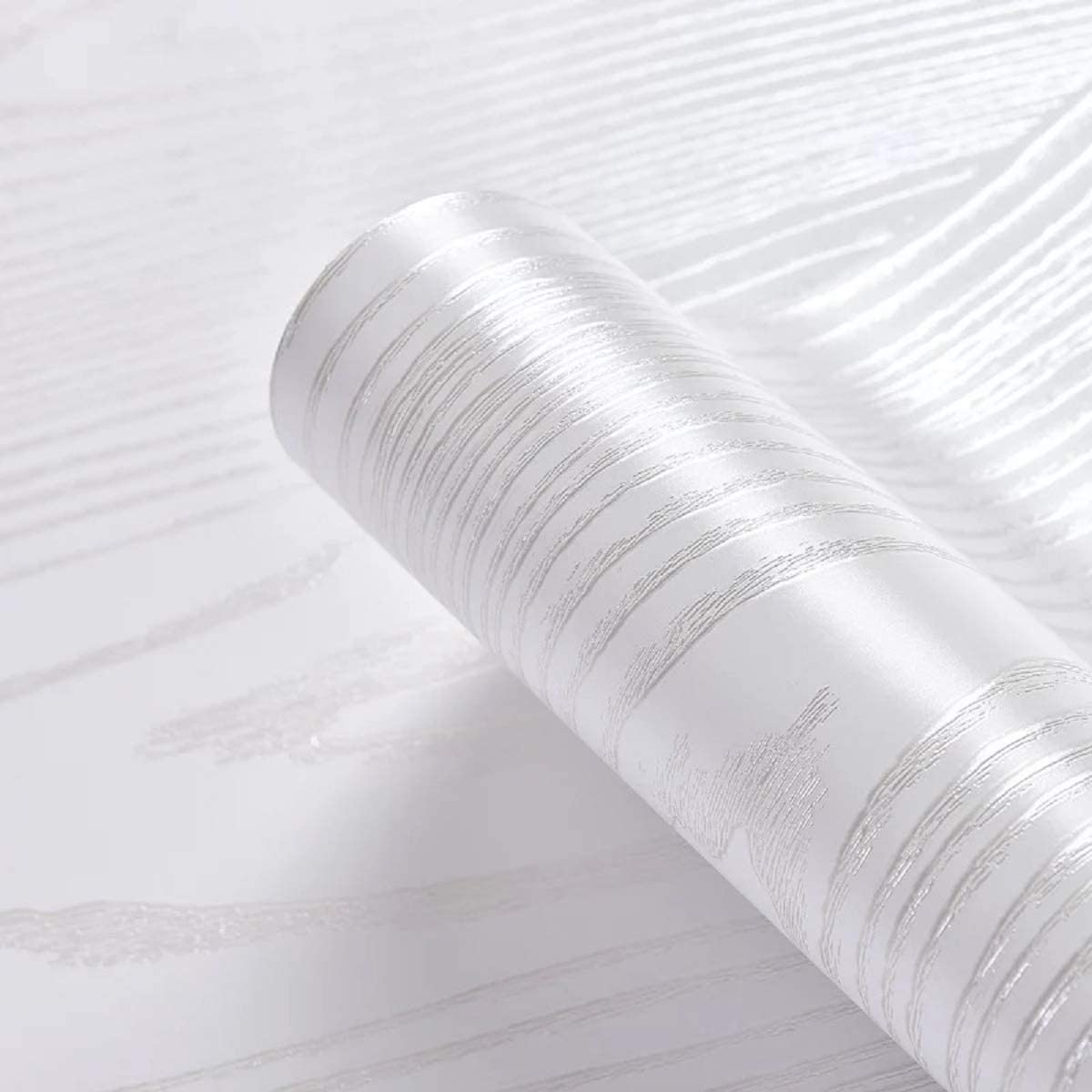 Silver White Wood Paper Vinyl Wallpaper