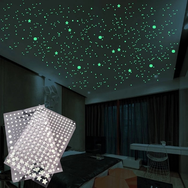 3D Stars Glow In The Dark Wall Sticker for Kids Room