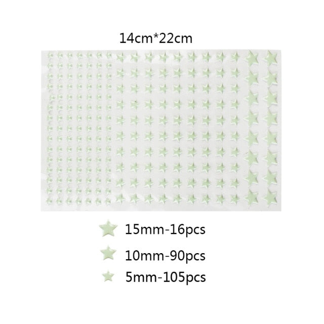 3D Stars Glow In The Dark Wall Sticker for Kids Room