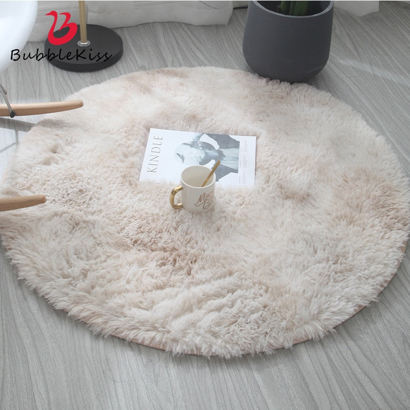 Fluffy Round Rug Carpets for Living Room Thicker Pile Rug