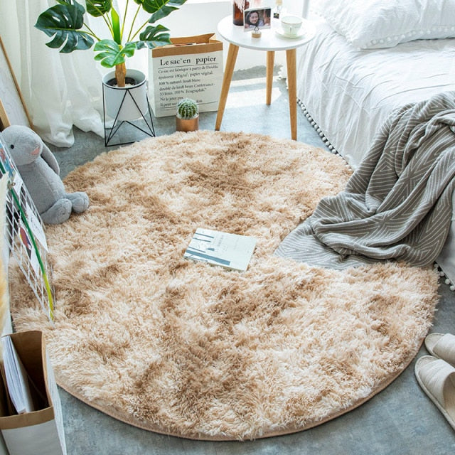Fluffy Round Rug Carpets for Living Room Thicker Pile Rug