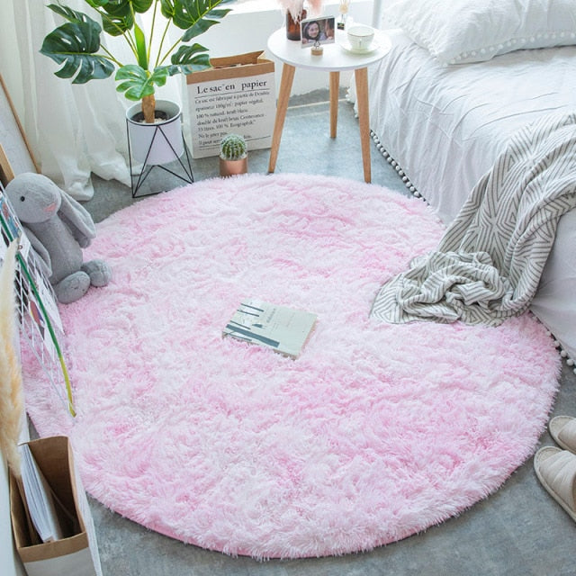 Fluffy Round Rug Carpets for Living Room Thicker Pile Rug