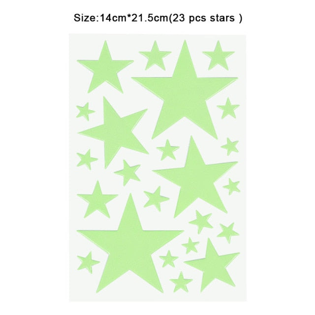 3D Stars Glow In The Dark Wall Sticker for Kids Room