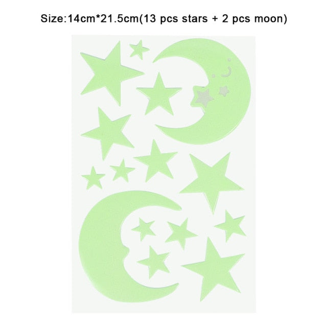 3D Stars Glow In The Dark Wall Sticker for Kids Room