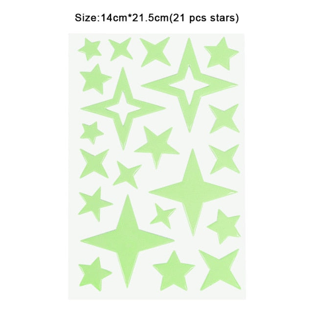 3D Stars Glow In The Dark Wall Sticker for Kids Room