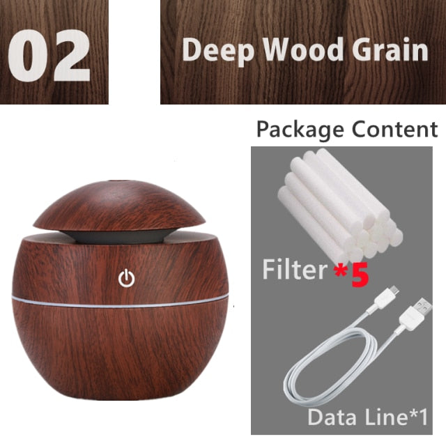 Wood Grain Mini Air Humidifier Ultrasonic
