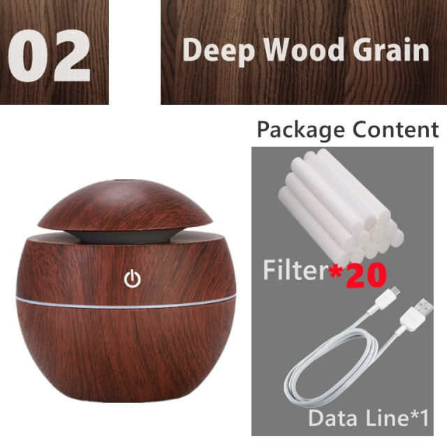 Wood Grain Mini Air Humidifier Ultrasonic