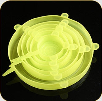 6 pieces Silicone Cover Stretch Lids Reusable