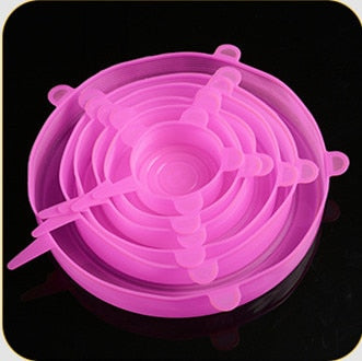 6 pieces Silicone Cover Stretch Lids Reusable