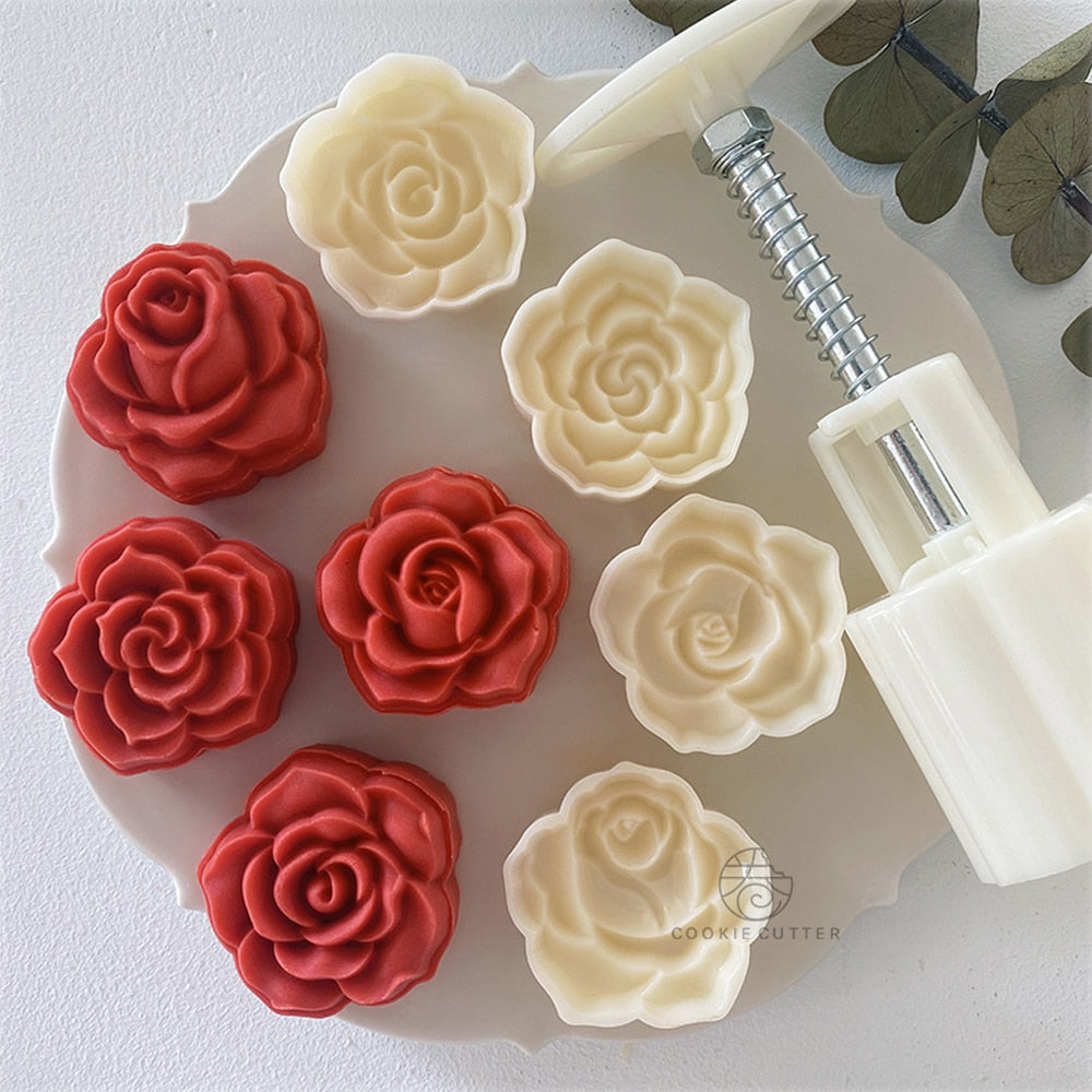 Rose Shape Hand-Pressure Moon Cake Mould