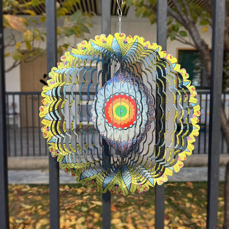 3D Rotating Wind Chimes Mandala Outdoor Garden