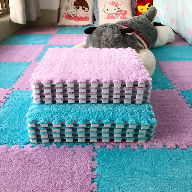 Large Area Room Cube Floor Mats Beside The Bed