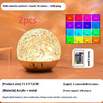 New Water Ripple Projector Night Light Crystal Mood Lamp Bedside