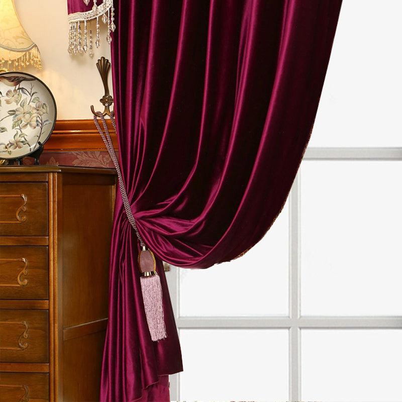 Luxury Festive Velvet Red Bedroom Living Room Blackout Curtains