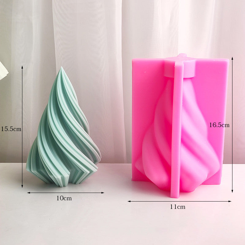 Large Rotary Cone Candle Mold DIY Christmas Tree Geometric Striped Soap