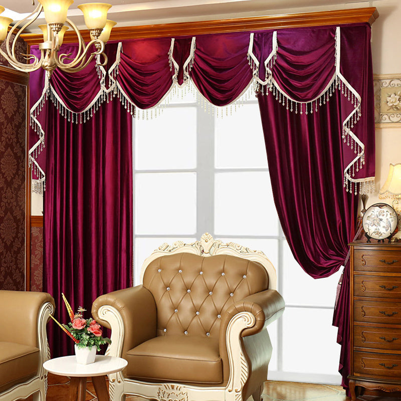 Luxury Festive Velvet Red Bedroom Living Room Blackout Curtains
