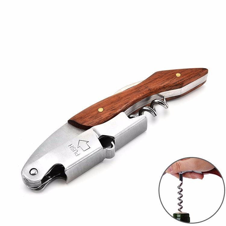 Wood Handle Professional Red Wine Opener Portable Screw Corkscrew
