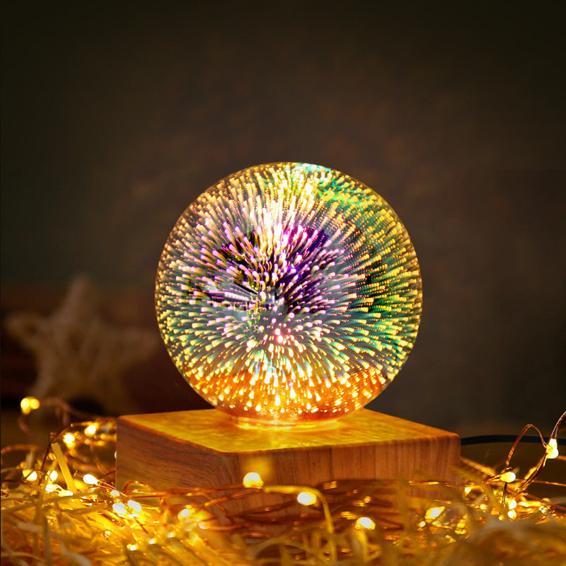 USB 3D Firework Crystals Ball Night Light  Plug In Romantic Star LED Night Light