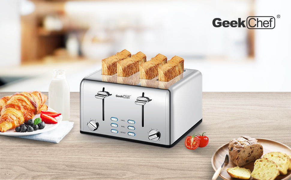 Toaster Stainless Steel Extra-Wide Slot Toaster With Dual Control Panels