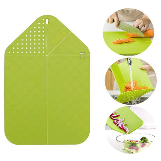 Plastic 2 in 1 Cutting Board and Drainer Foldable Chopping Mat
