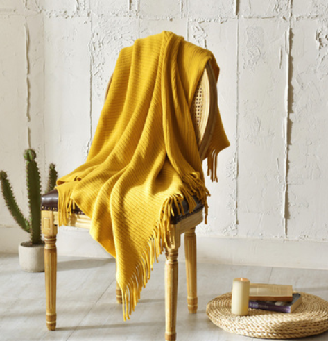 Fringed Knitted Small Napping Blanket Sofa Blanket