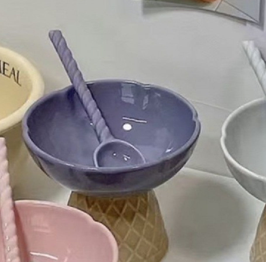 Ceramic Cute Ice Cream Bowl Fruit Bowl Breakfast Oatmeal Fried