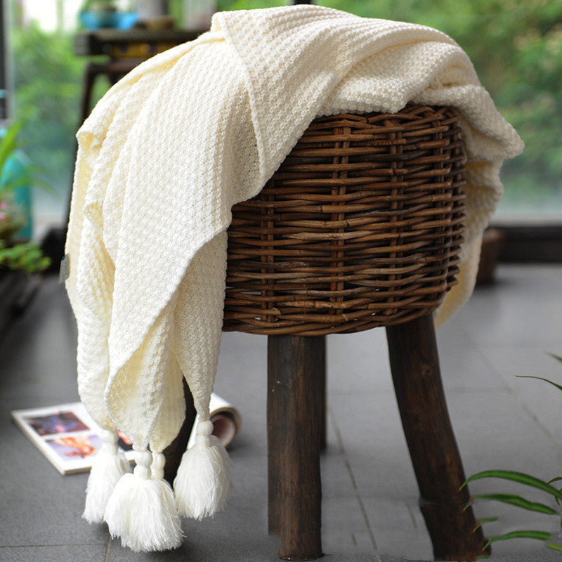 ﻿Knitted Bed end Nordic Woolen Sofa Blanket