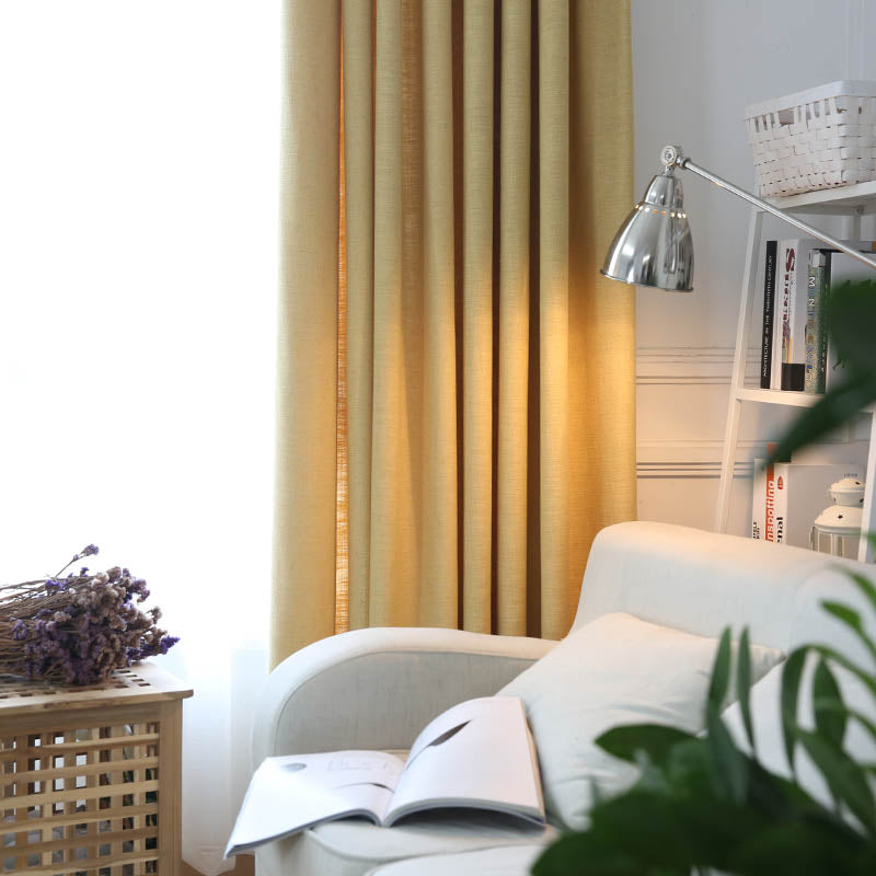 Plain cotton and linen curtains