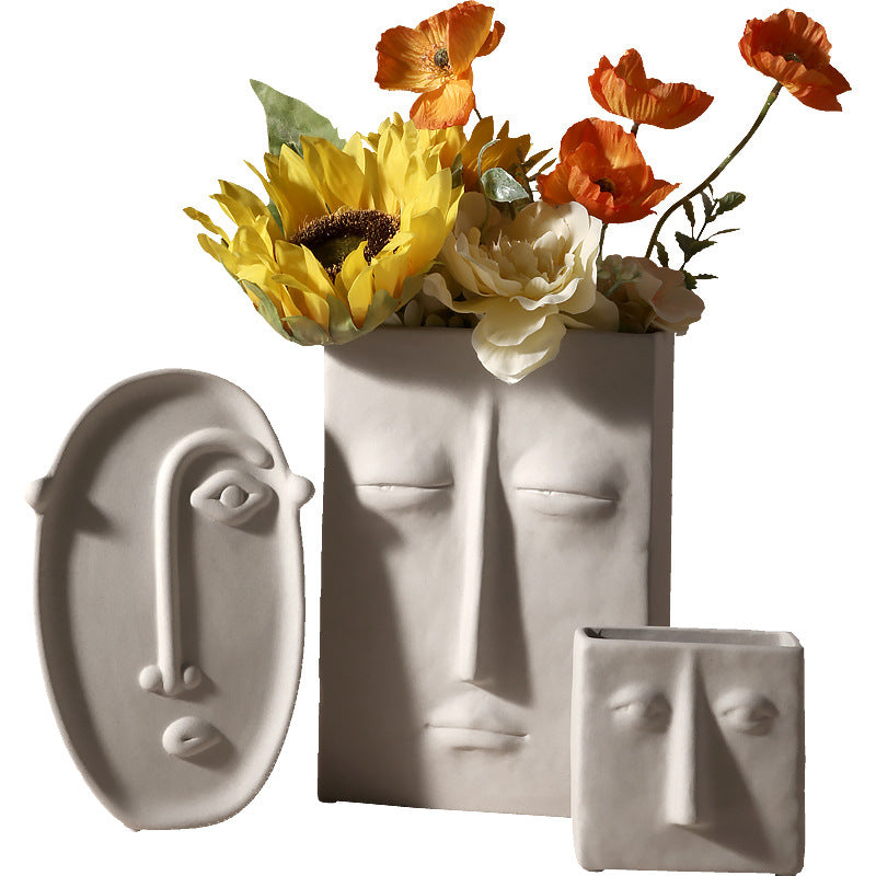 Nordic Creative Ceramic Vase Simple Face Decoration Bedroom