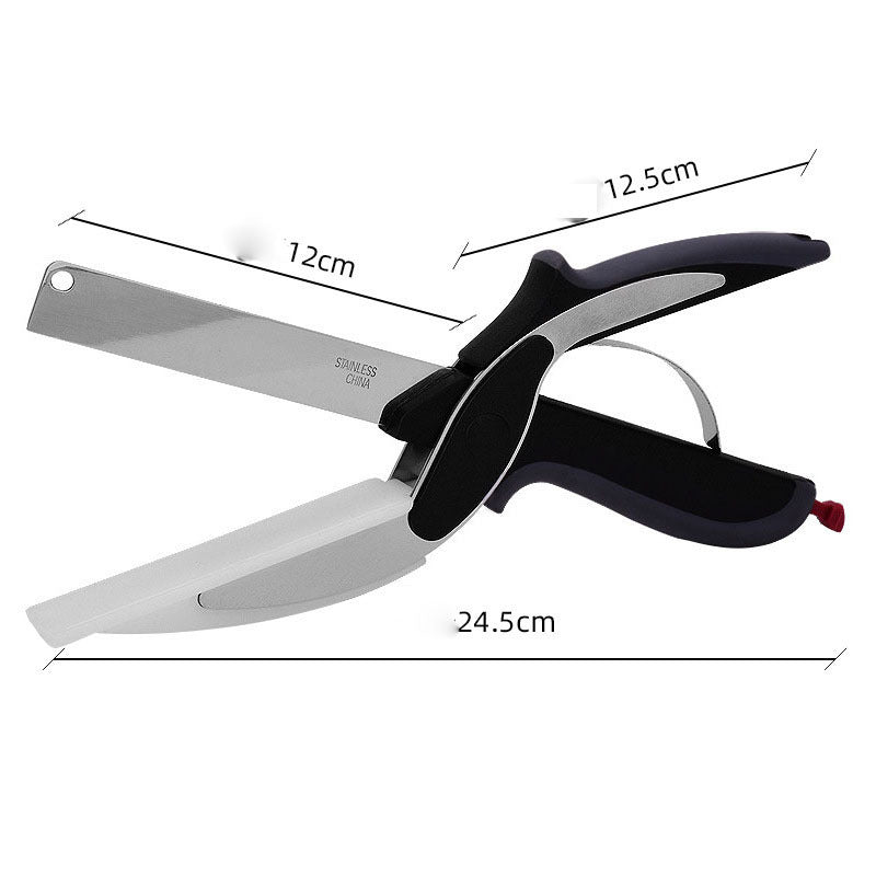 Kitchen Gadget Scissors 2-in-1 Functional Smart Chopping Knife