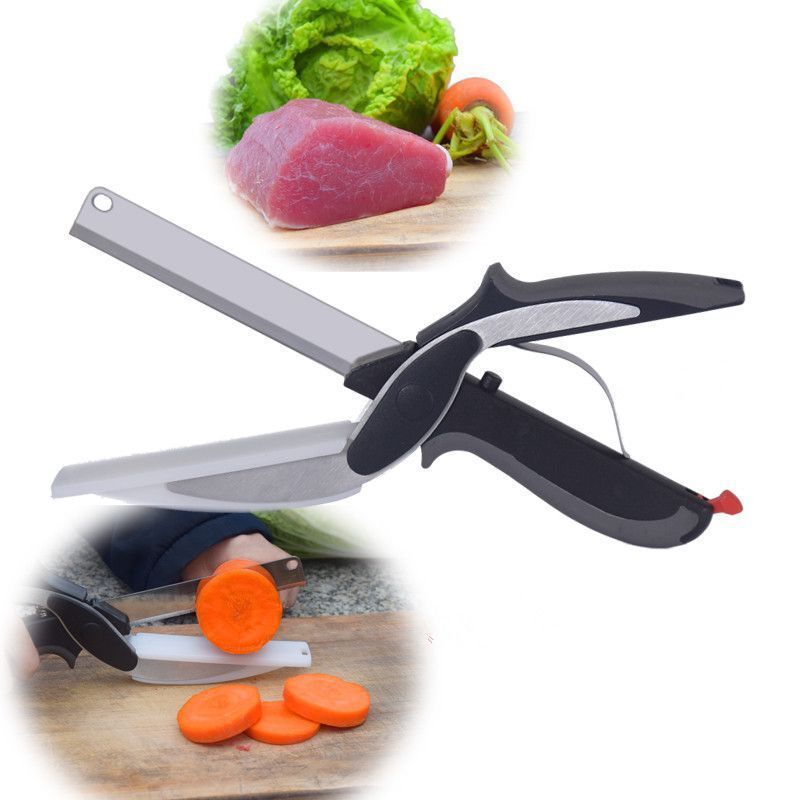 Kitchen Gadget Scissors 2-in-1 Functional Smart Chopping Knife