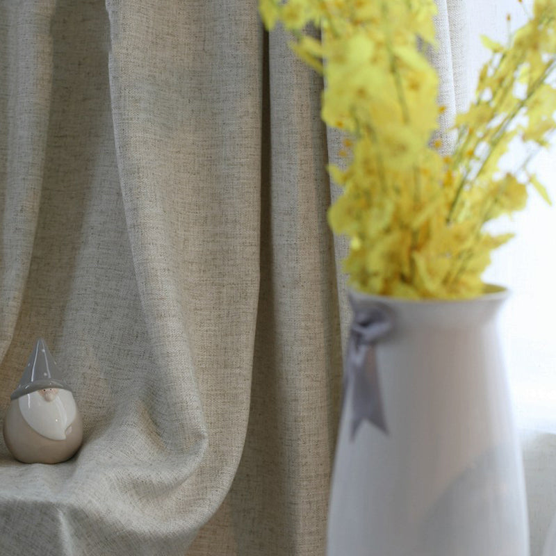 Plain cotton and linen curtains