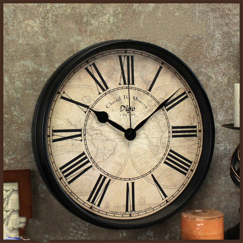 Home Clocks Living Room Metal Creative Wall Clock Retro Iron Clock