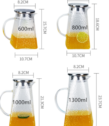 High Temperature Resistant Glass Hammer Pattern Cooling Kettle Set