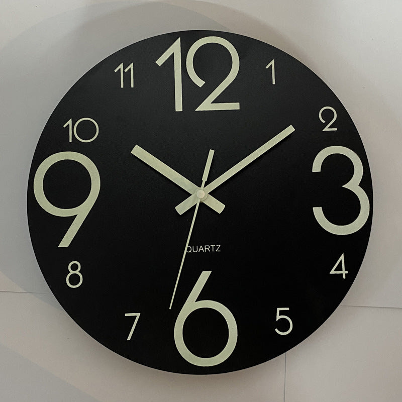 Glow In The Dark Wood Wall Clock Luminous Needle Wall