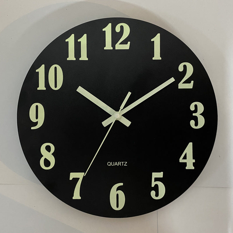 Glow In The Dark Wood Wall Clock Luminous Needle Wall