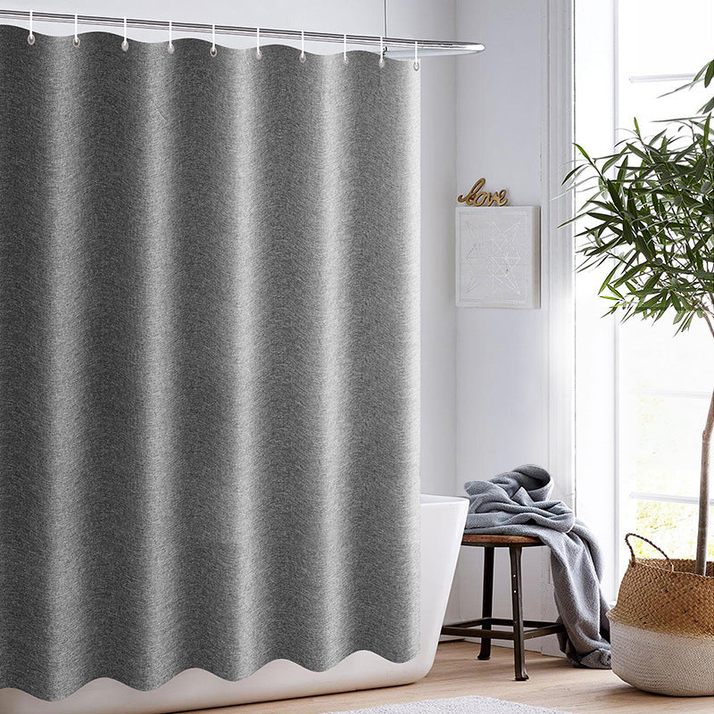 Thick Grey Shower Curtains Imitation Linen Fabric Waterproof