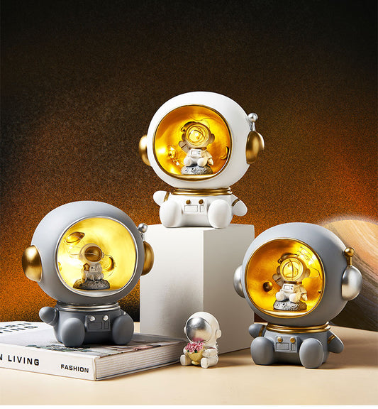 Astronaut Creative Night Light Piggy Bank Resin Decor Cute Character