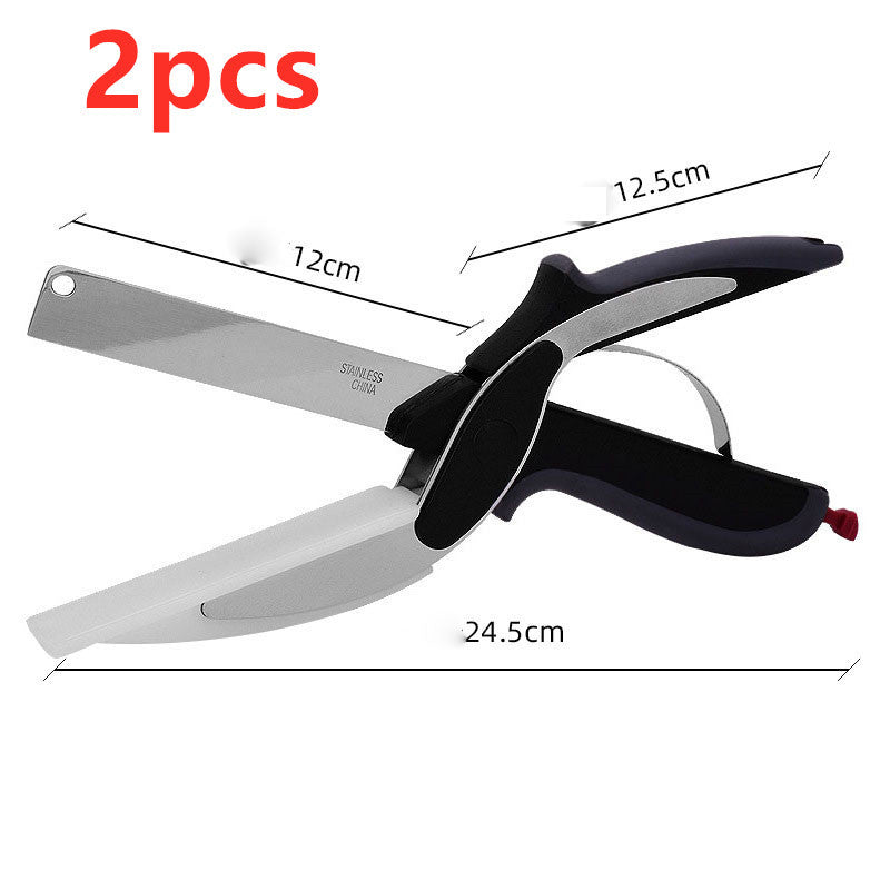 Kitchen Gadget Scissors 2-in-1 Functional Smart Chopping Knife