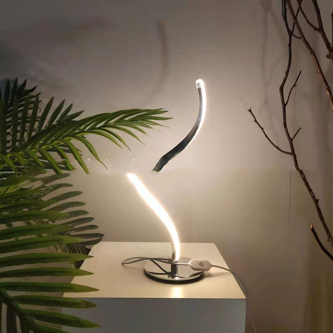 LED Spiral Table Lamp Curved Desk Bedside Lamp Cool Touch Dimming