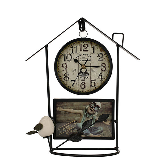 Cross-Border Retro Wrought Iron Birdcage Wall Clock Decoration
