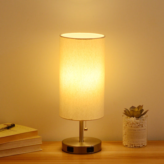 USB Table Lamp Bedside Night Light Solid Wood LED Desk Lamp Bedroom