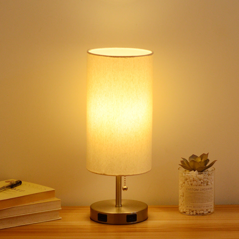 USB Table Lamp Bedside Night Light Solid Wood LED Desk Lamp Bedroom